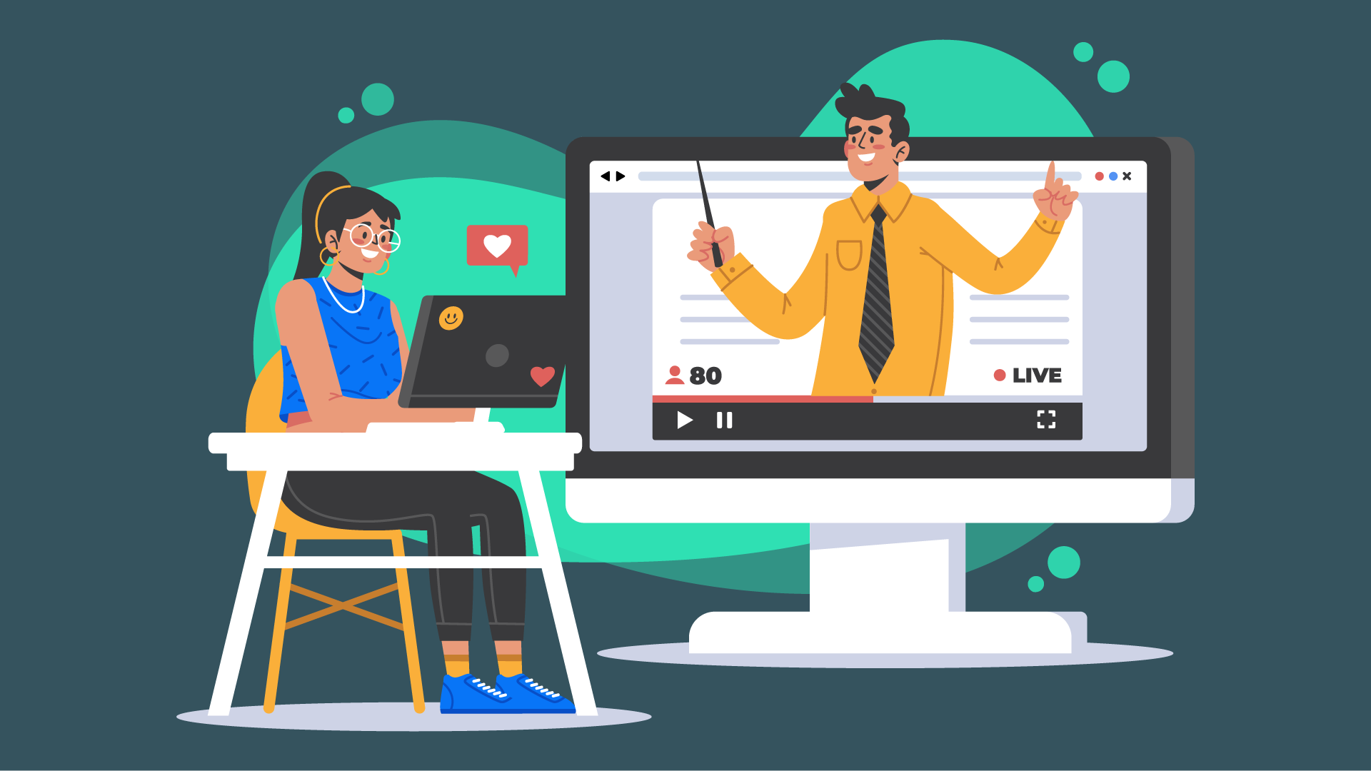 Image of a private tutor teaching a student online